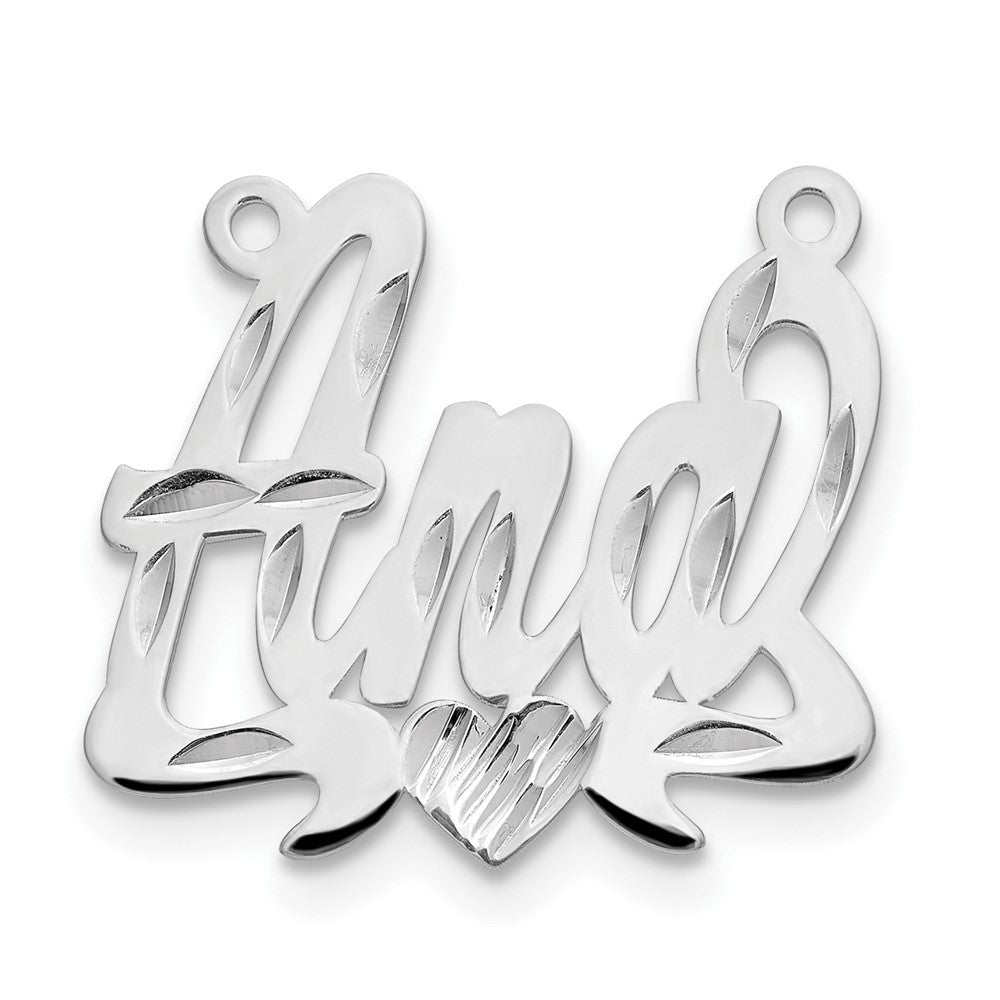 Sterling Silver/Rhodium-plated Diamond-cut Heart Name Plate