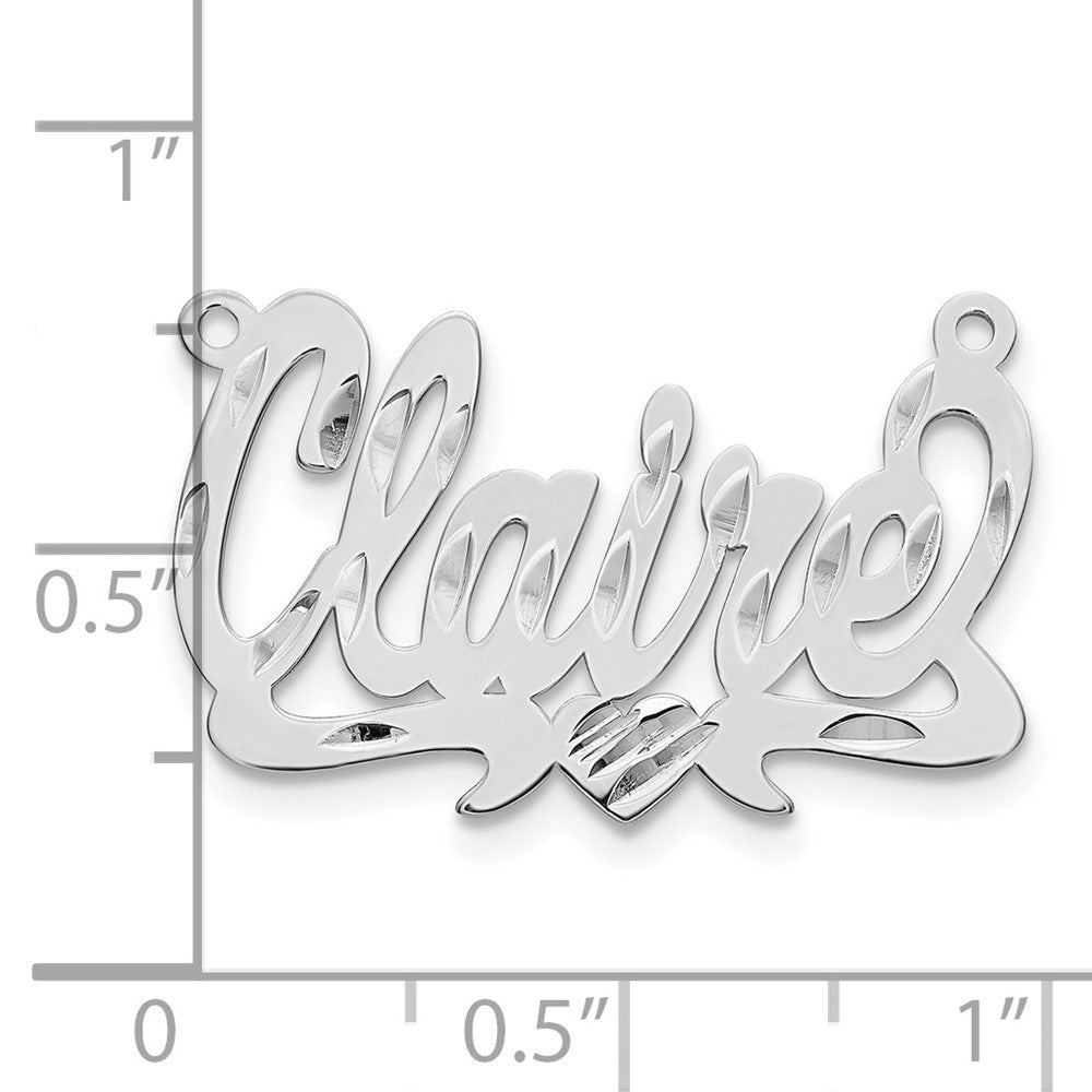 Sterling Silver/Rhodium-plated Diamond-cut Heart Name Plate