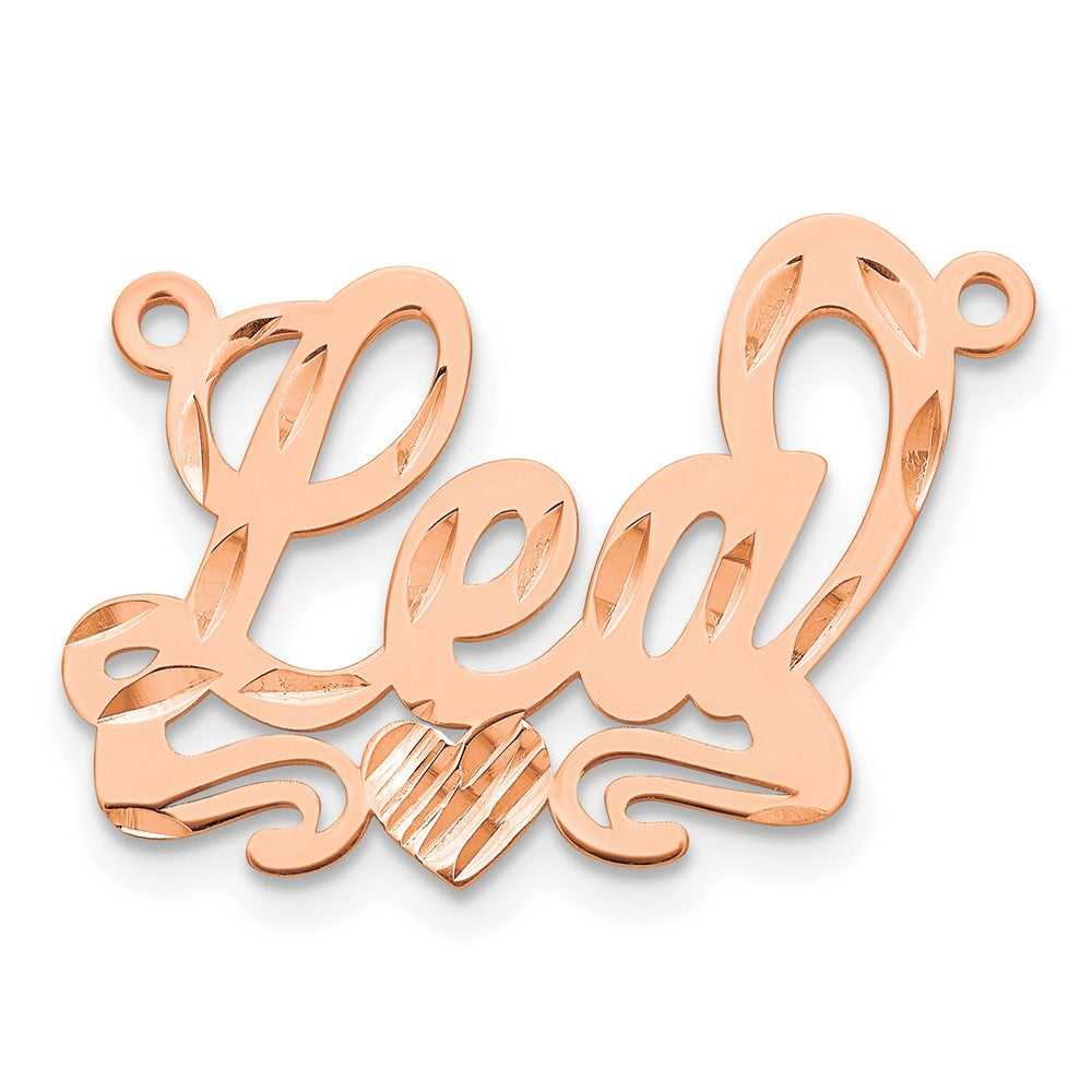 14k Rose Gold Diamond-cut Heart name Plate