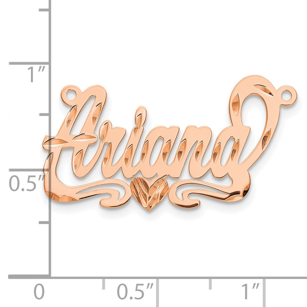 Sterling Silver/Rose-plated Diamond-cut Heart Name Plate