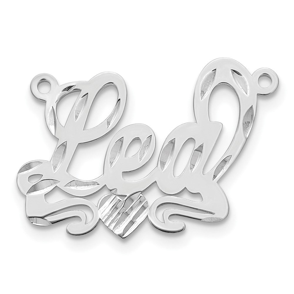10k White Gold Diamond-cut Heart Name Plate
