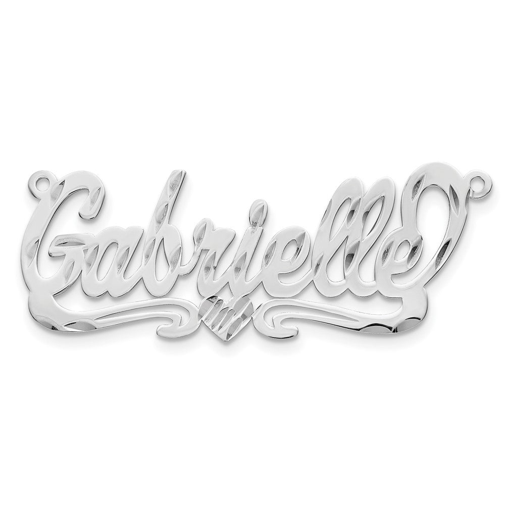 10k White Gold Diamond-cut Heart Name Plate