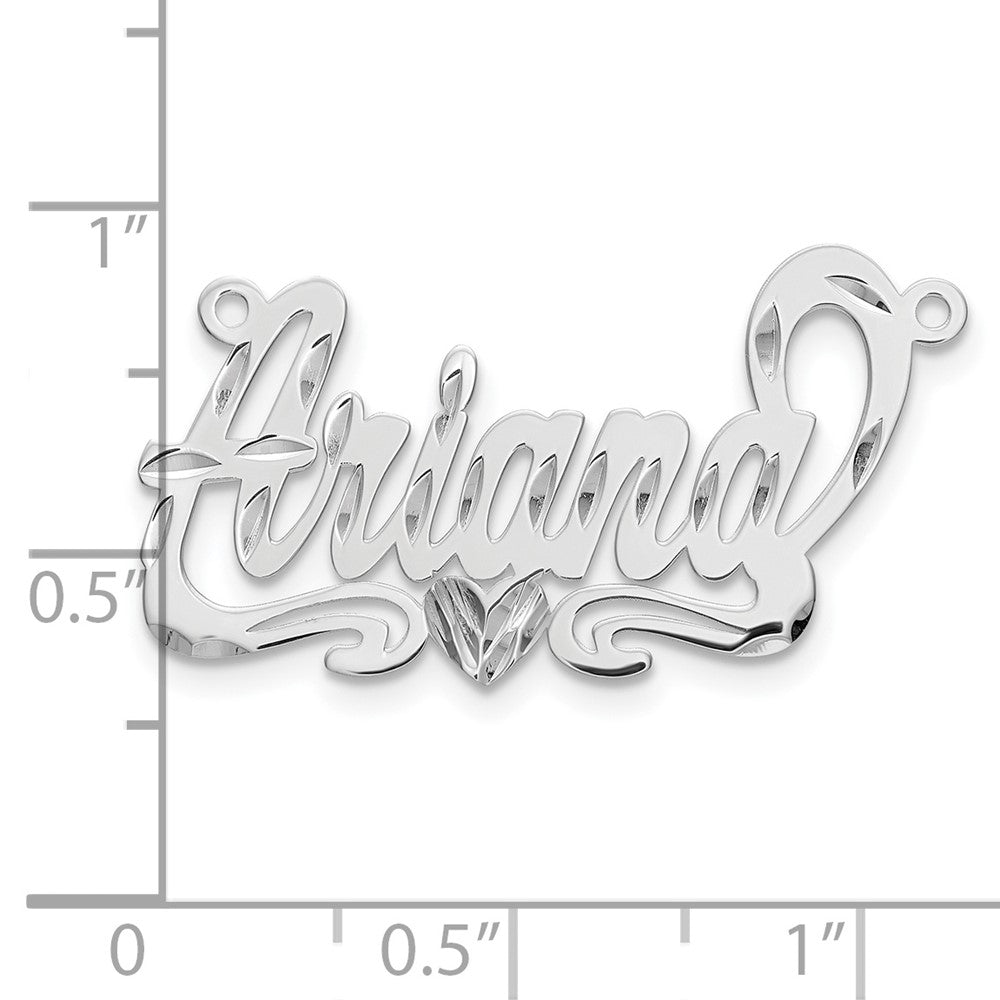 Sterling Silver/Rhodium-plated Diamond-cut Heart Name Plate
