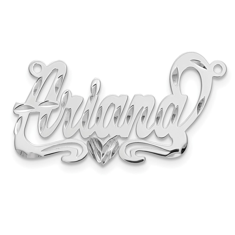 14k White Gold Diamond-cut Heart Name Plate