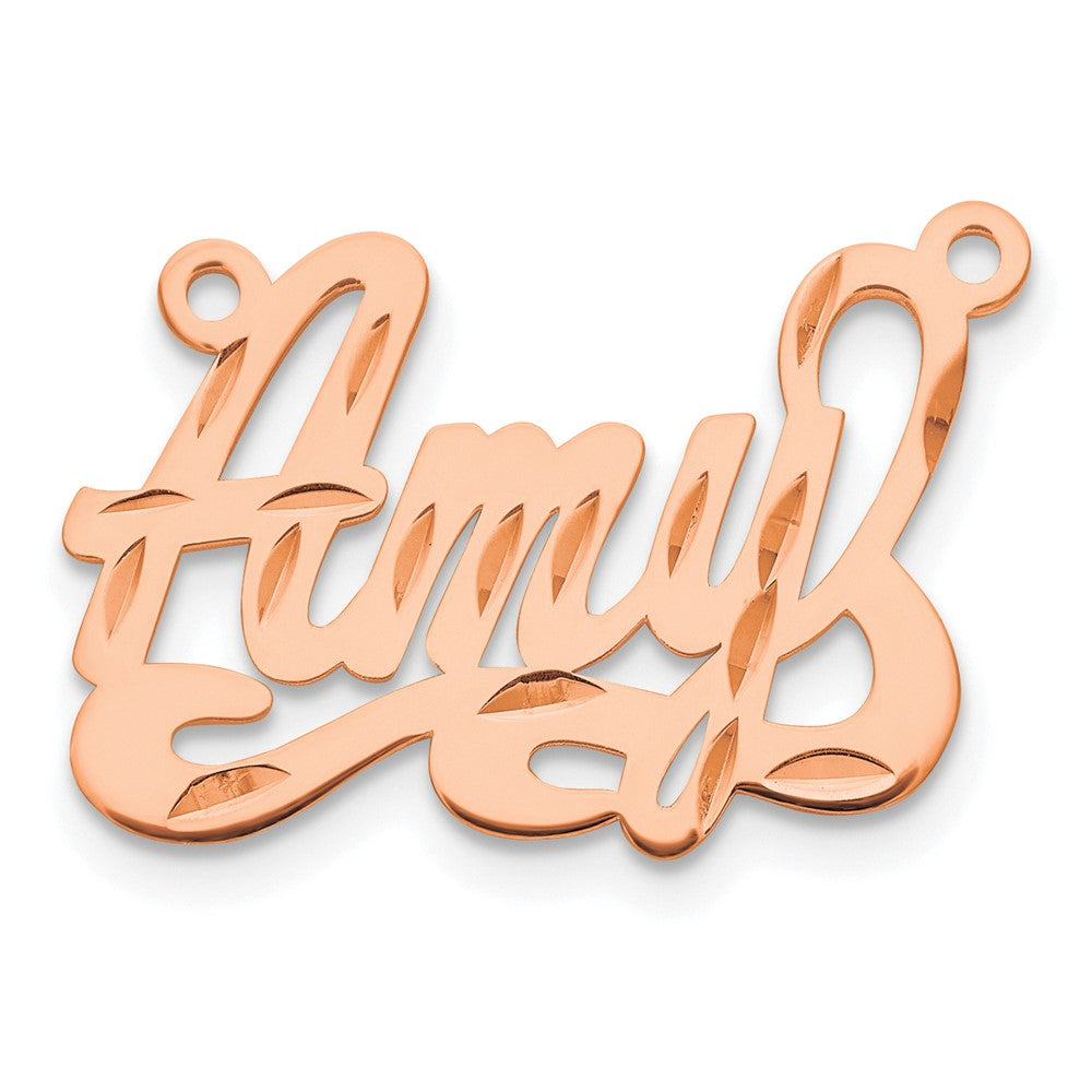Sterling Silver/Rose-plated Diamond-cut Name Plate