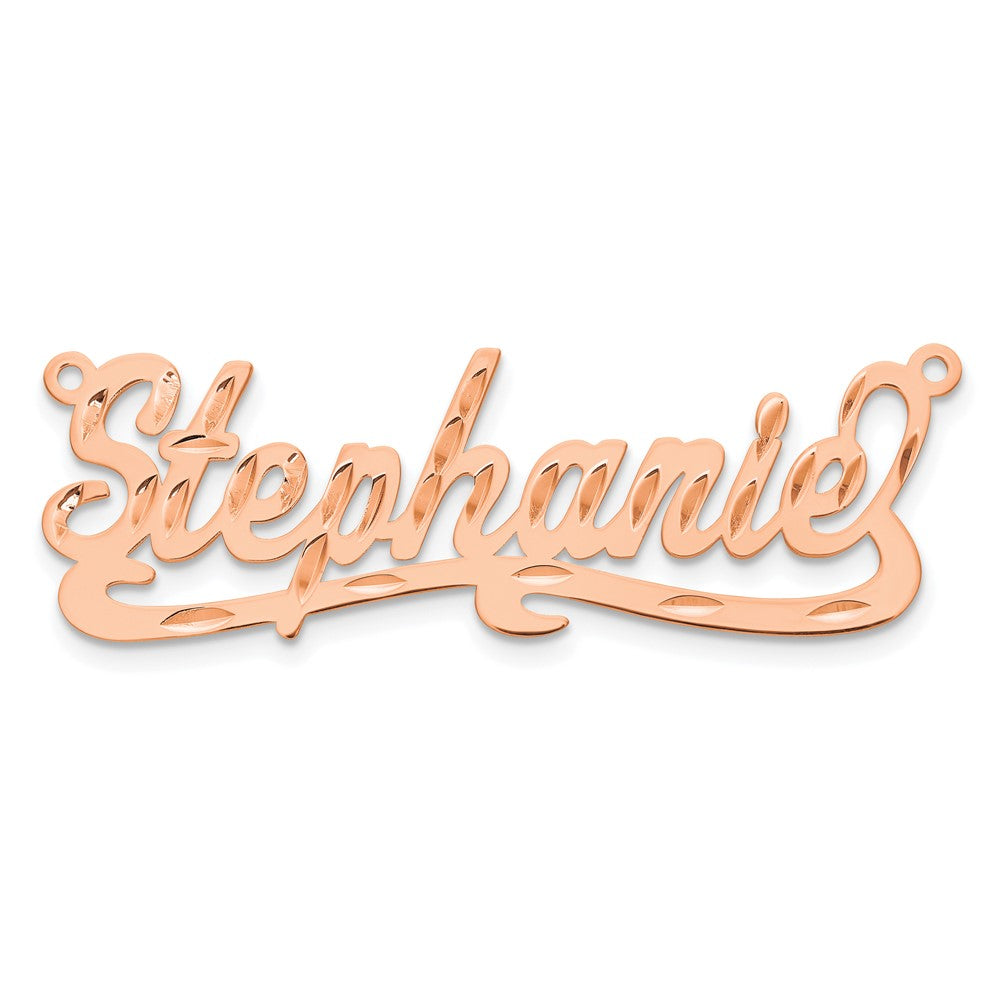 Sterling Silver/Rose-plated Diamond-cut Name Plate