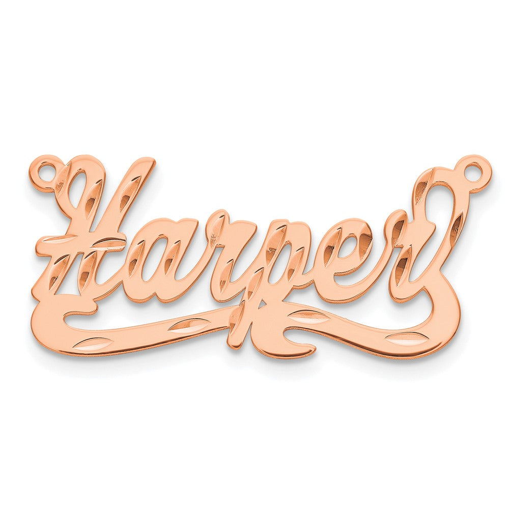 Sterling Silver/Rose-plated Diamond-cut Name Plate