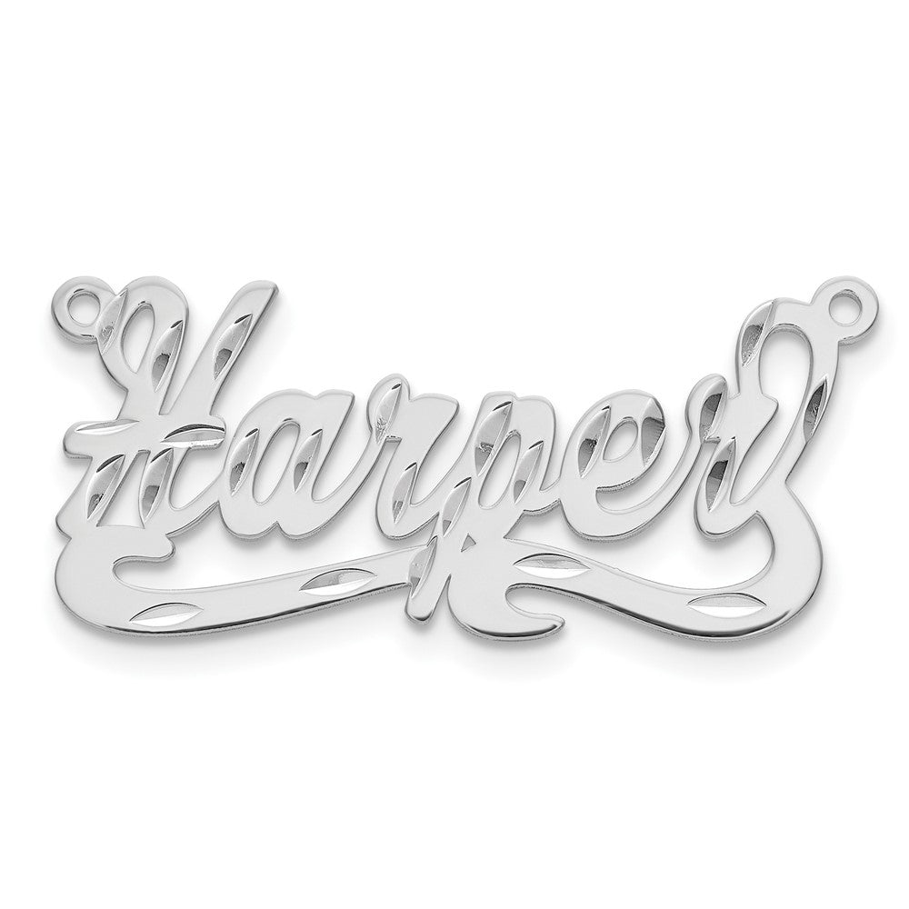14k White Gold Diamond-cut Name Plate