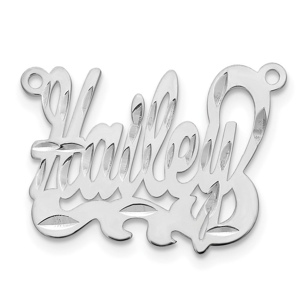 10k White Gold Diamond-cut Name Plate
