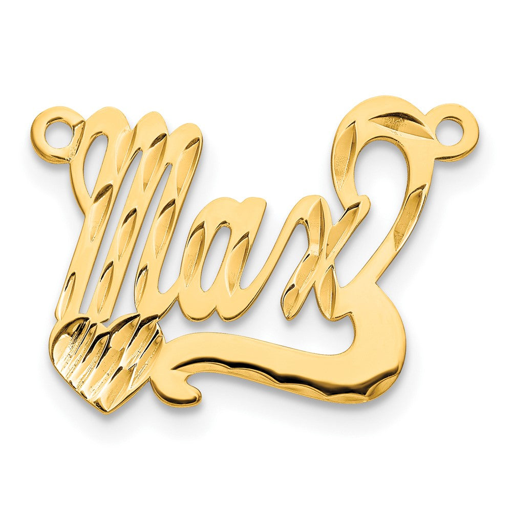 14k  Yellow Gold Diamond-cut Heart Name Plate