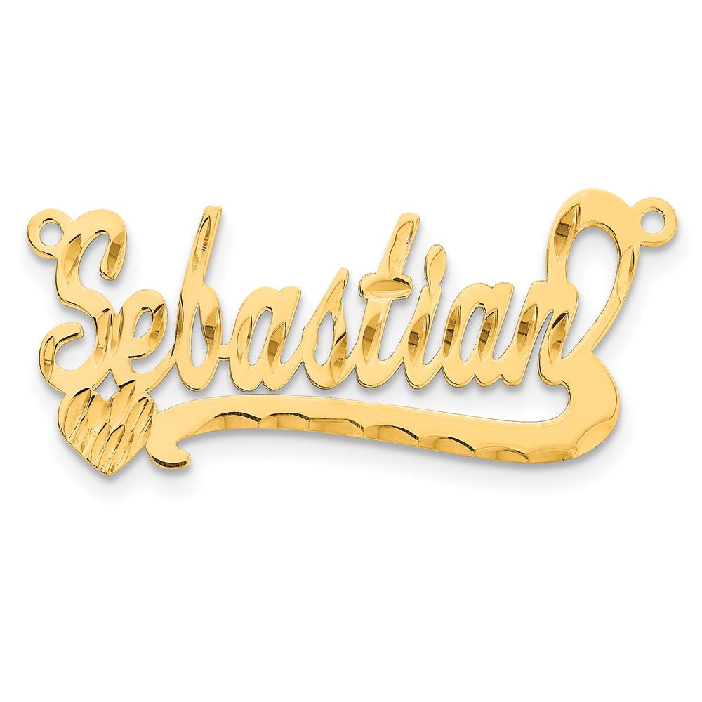 14k  Yellow Gold Diamond-cut Heart Name Plate