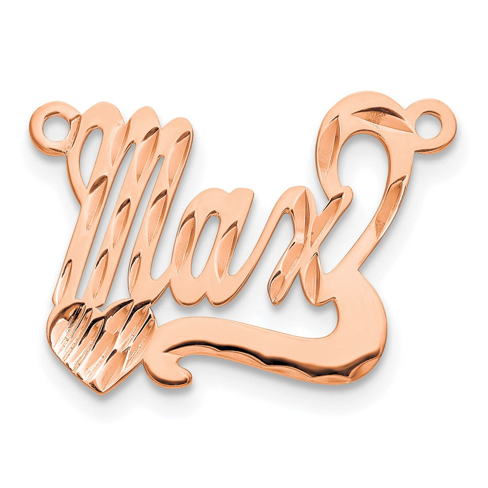 Sterling Silver/Rose-plated Diamond-cut Heart Name Plate