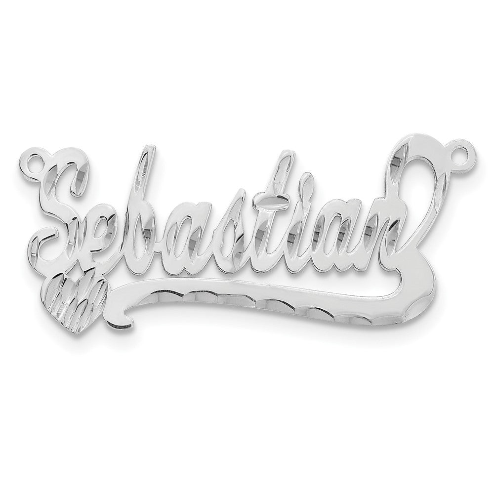 10k White Gold Diamond-cut Heart Name Plate