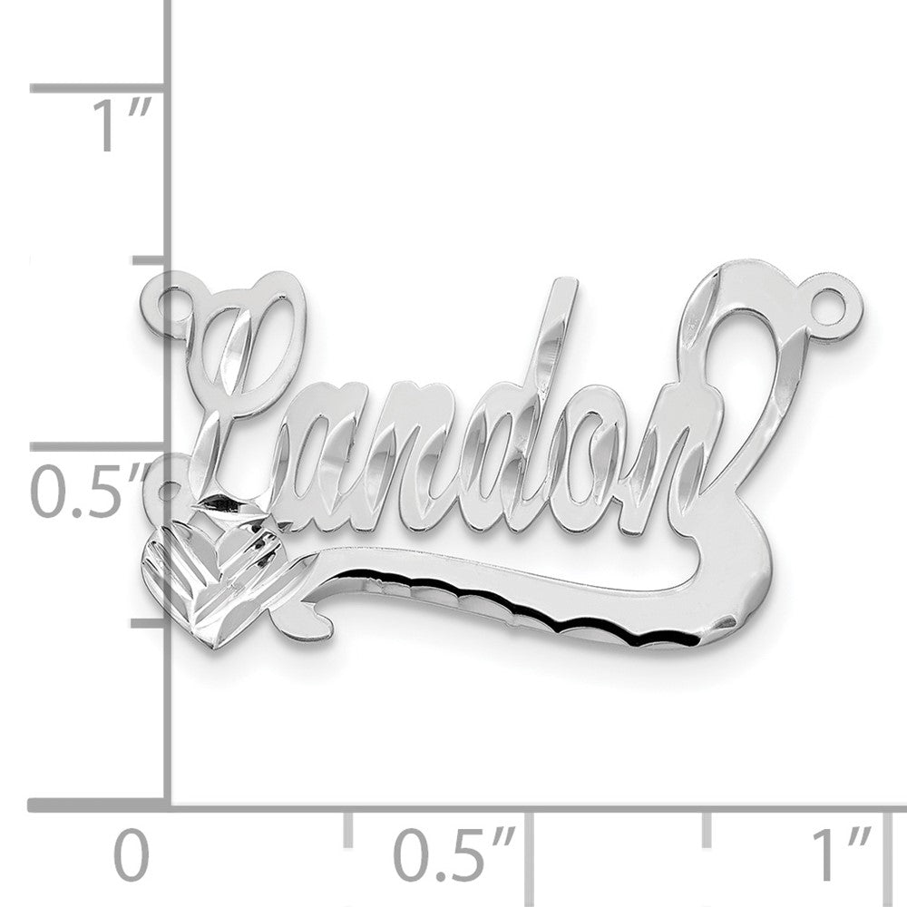 10k White Gold Diamond-cut Heart Name Plate