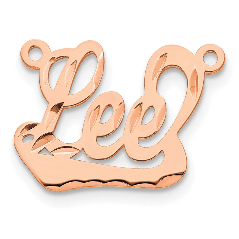 Sterling Silver/Rose-plated Diamond-cut Underlined Name Plate