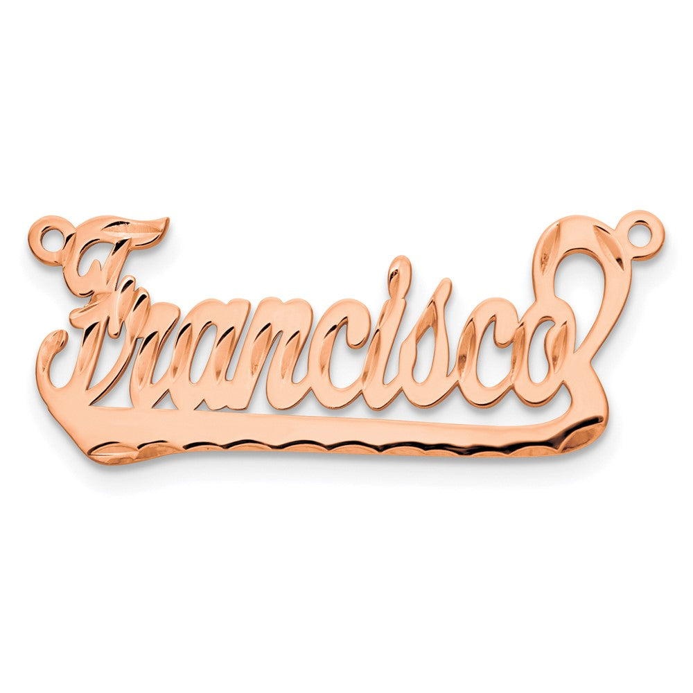 Sterling Silver/Rose-plated Diamond-cut Underlined Name Plate
