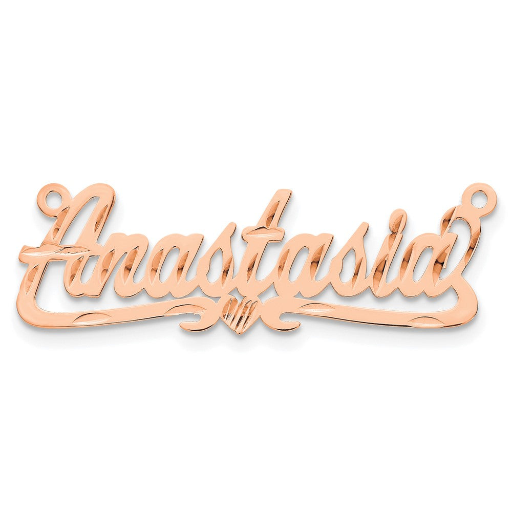14k Rose Gold Diamond-cut Heart Name Plate