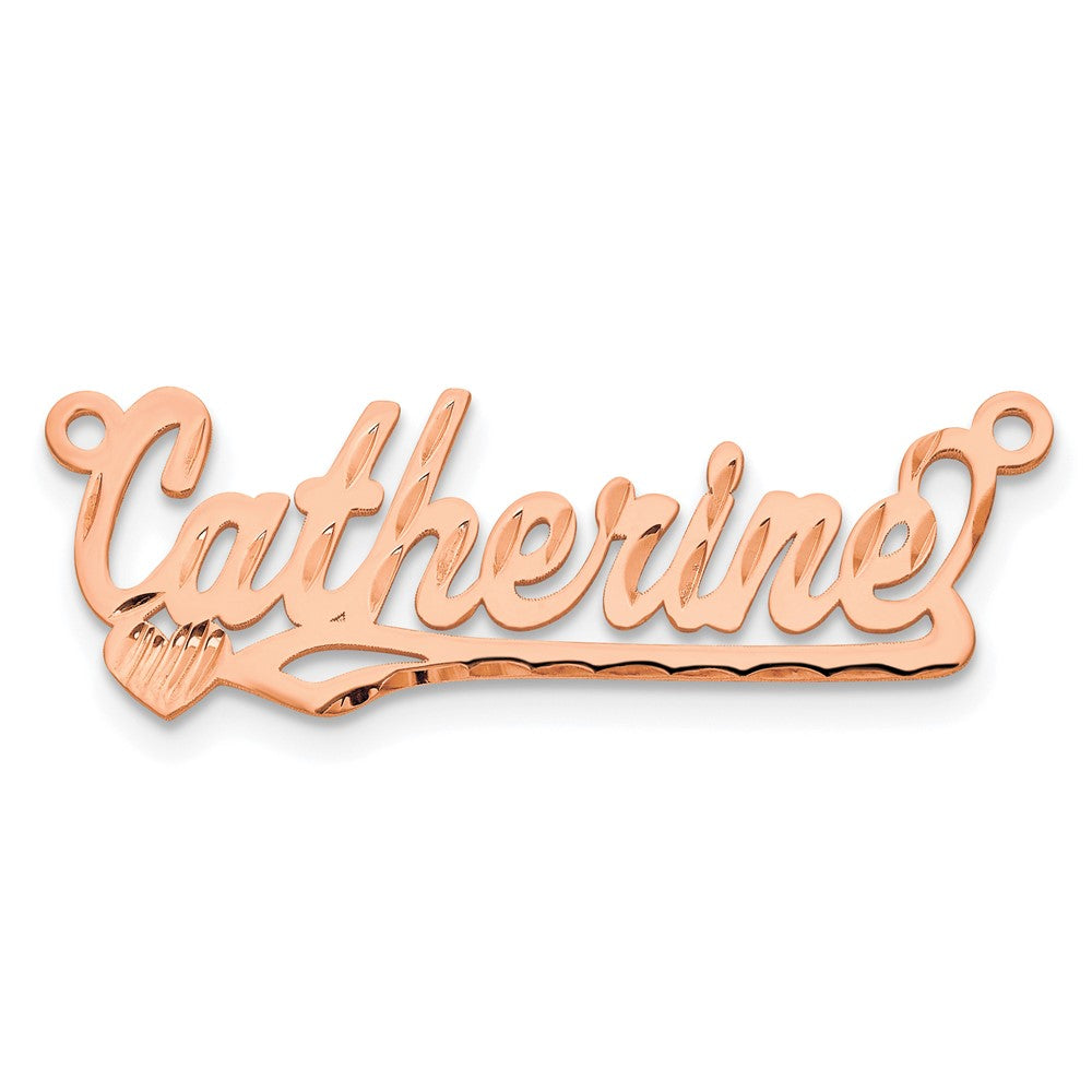 Sterling Silver/Rose-plated Diamond-cut Heart Name Plate