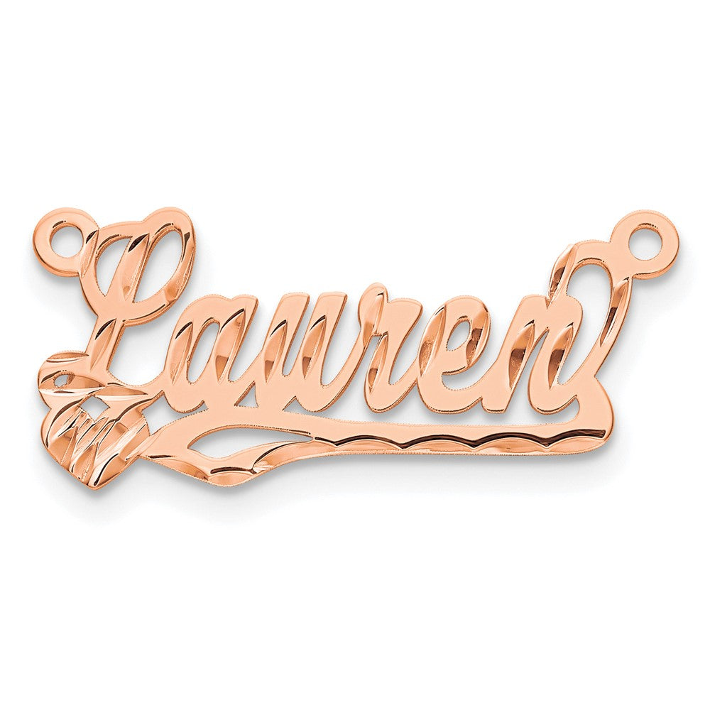 Sterling Silver/Rose-plated Diamond-cut Heart Name Plate