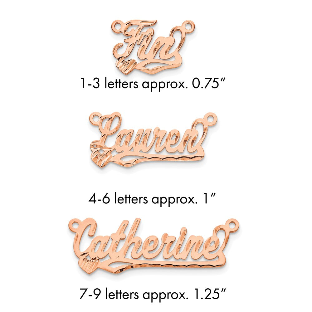 Sterling Silver/Rose-plated Diamond-cut Heart Name Plate