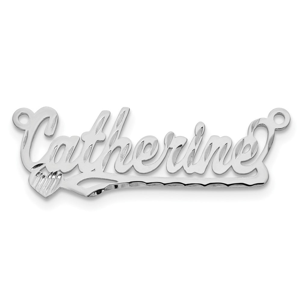 10k White Gold Diamond-cut Heart Name Plate