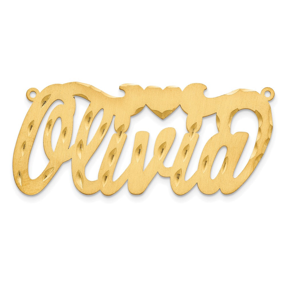 Sterling Silver/Gold-plated Satin Diamond-cut Heart Name Plate