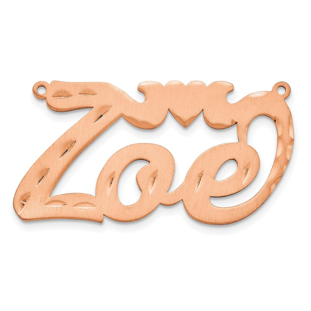 Sterling Silver/Rose-plated Satin Diamond-cut Heart Name Plate
