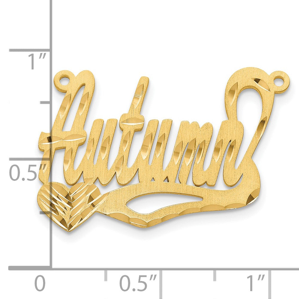 Sterling Silver/Gold-plated Satin Diamond-cut Heart Name Plate