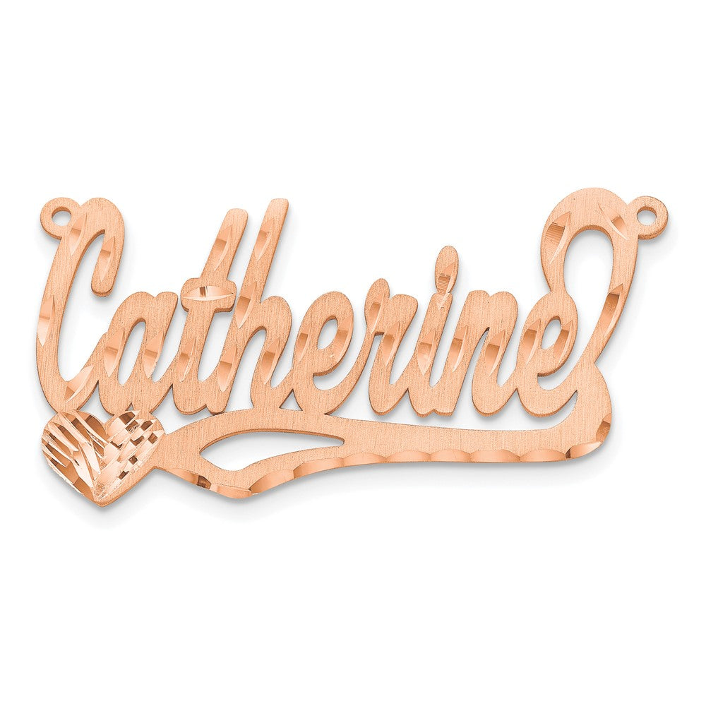 Sterling Silver/Rose-plated Satin Diamond-cut Heart Name Plate