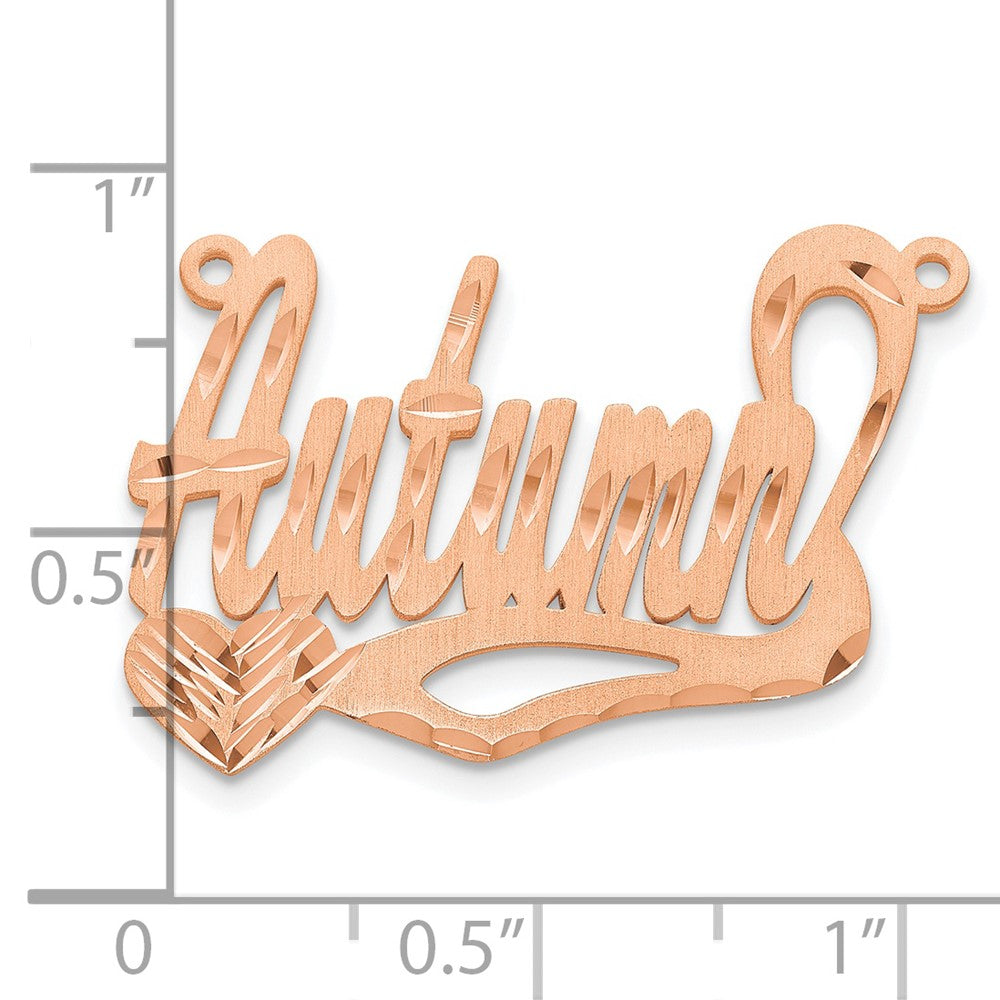 Sterling Silver/Rose-plated Satin Diamond-cut Heart Name Plate