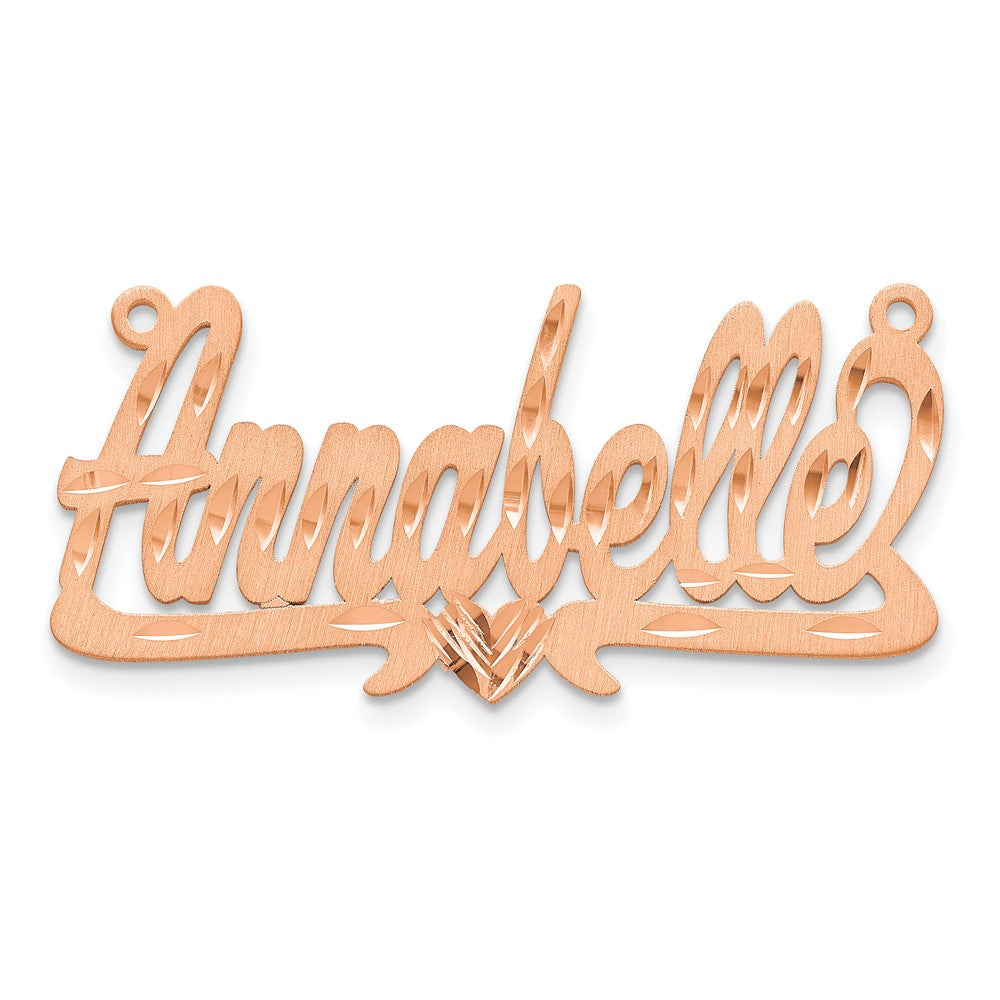 14k Rose Gold Satin Diamond-cut Heart Name Plate
