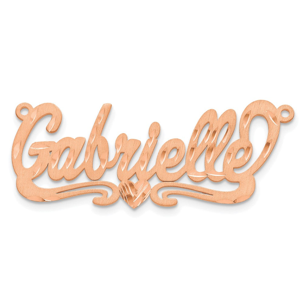 14k Rose Gold Satin Diamond-cut Heart Name Plate