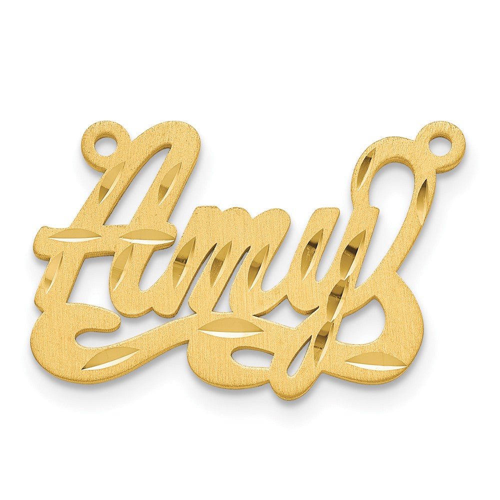 14k Yellow Gold Satin Diamond-cut Name Plate
