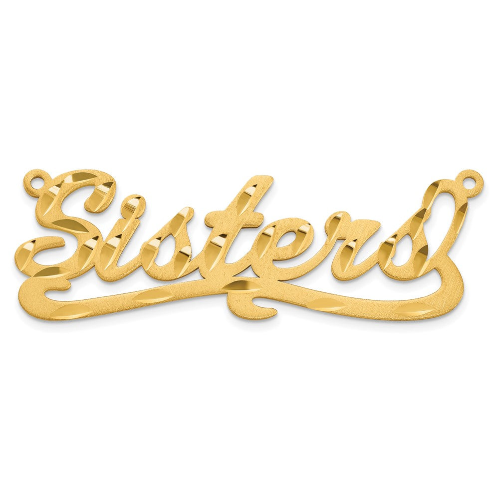 14k Yellow Gold Satin Diamond-cut Name Plate