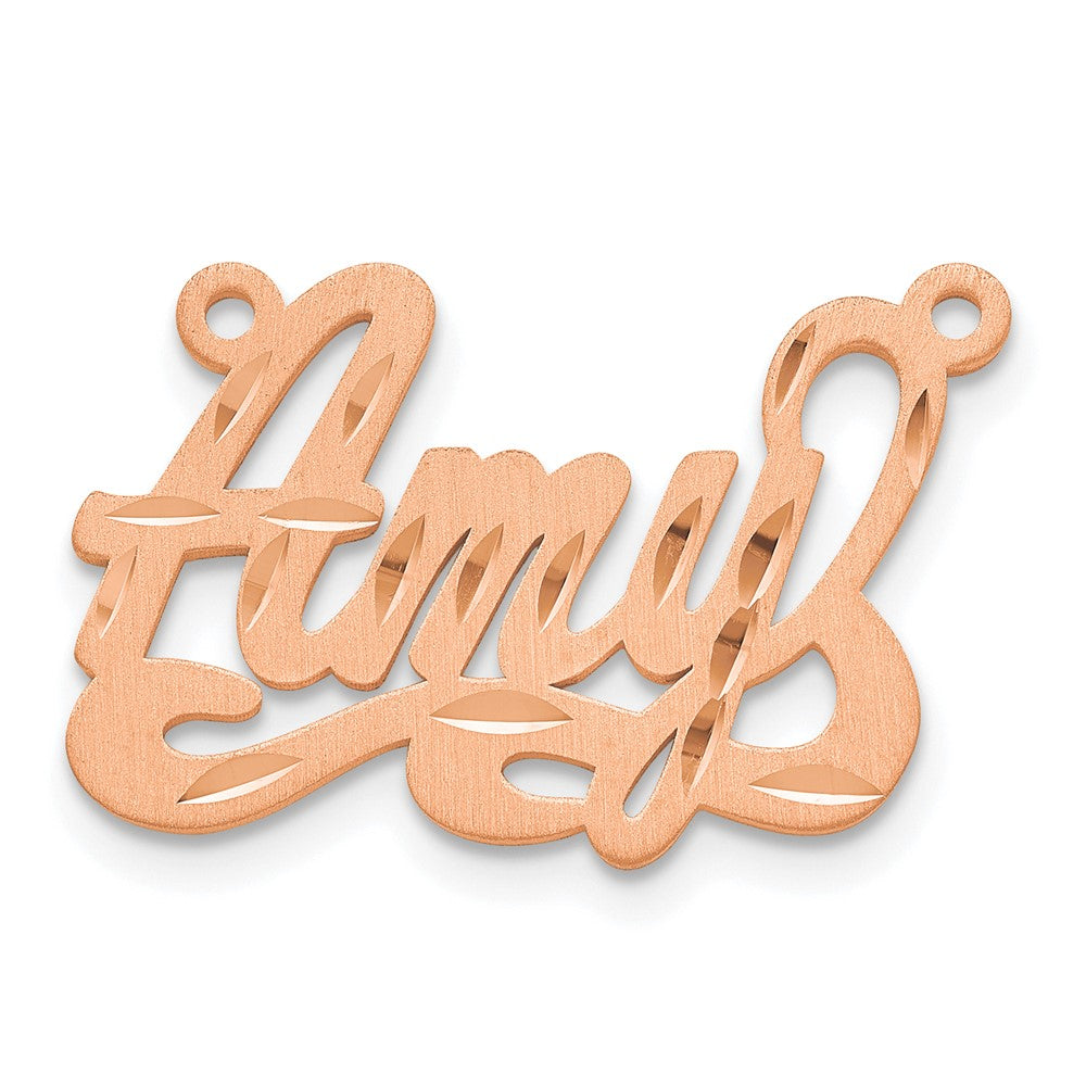 Sterling Silver/Rose-plated Satin Diamond-cut Name Plate