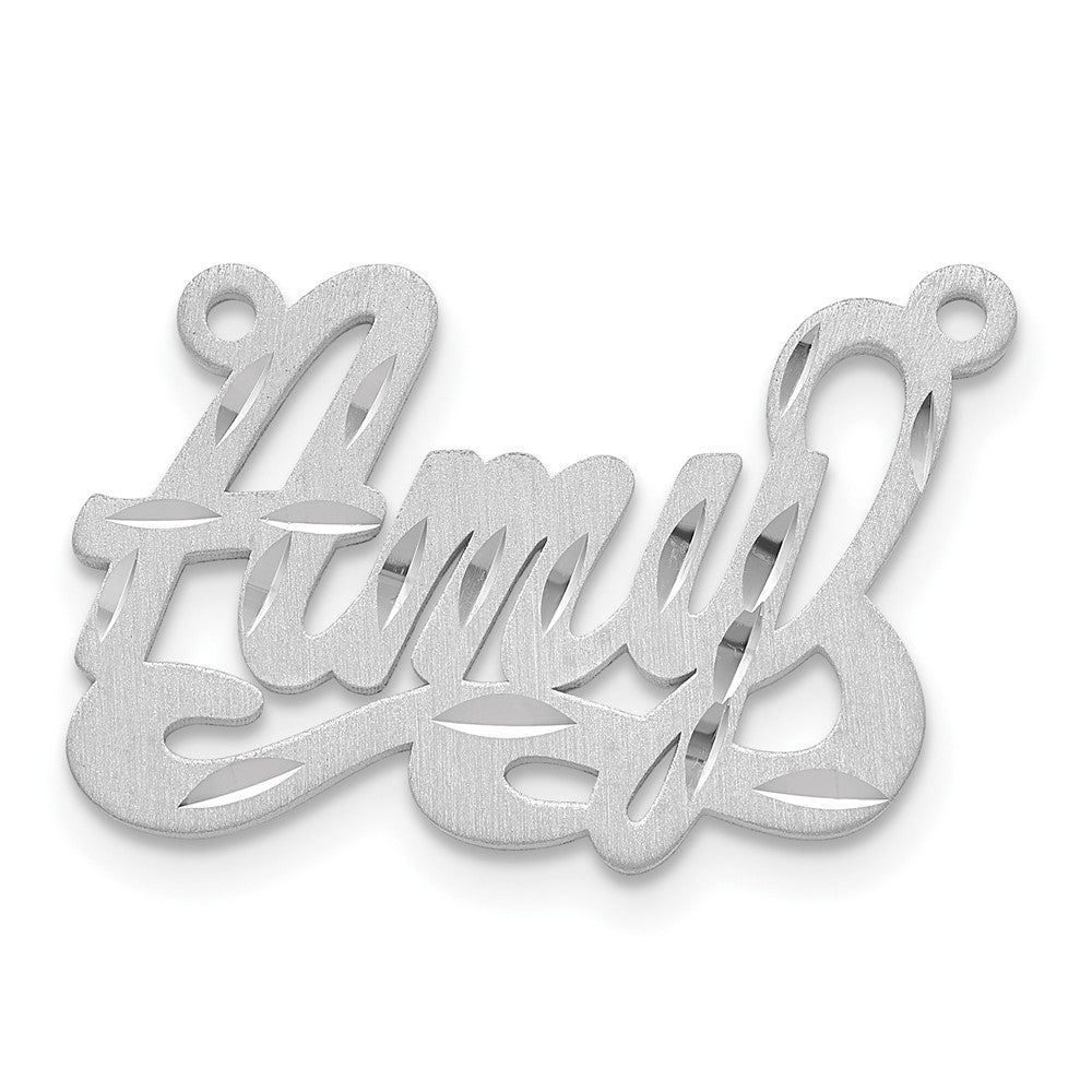 14k White Gold Satin Diamond-cut Name Plate