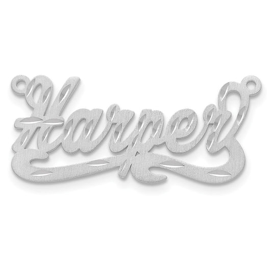 10k White Gold  Satin Diamond-cut Name Plate