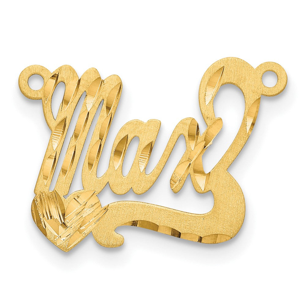 14k Yellow Gold Satin Diamond-cut Heart Name Plate