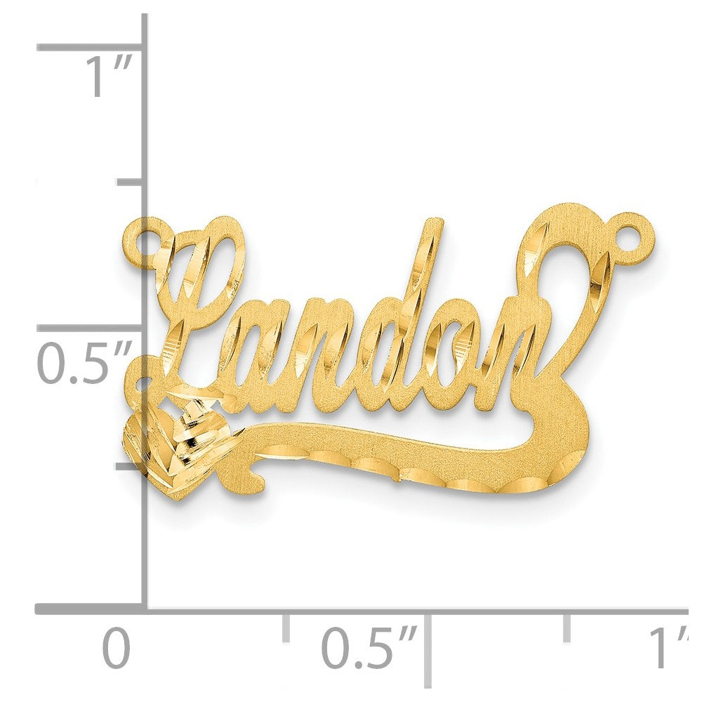 14k Yellow Gold Satin Diamond-cut Heart Name Plate