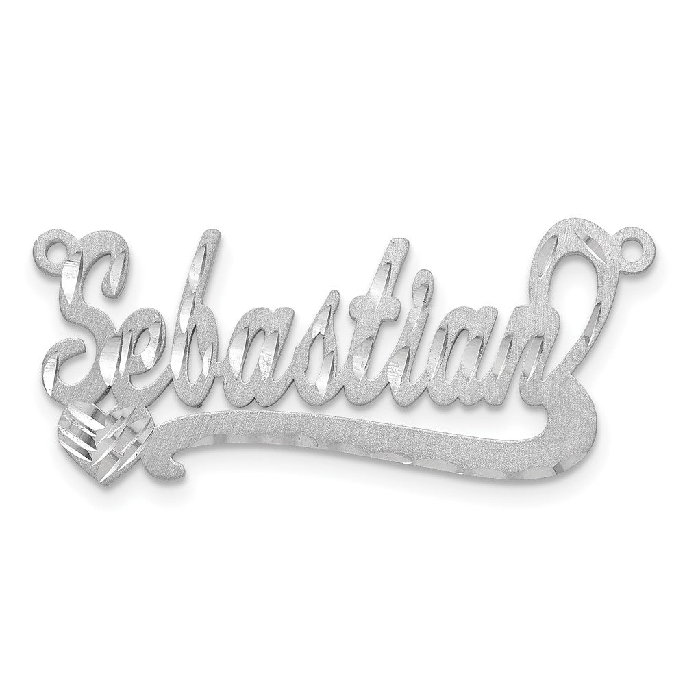 Sterling Silver/Gold-plated Satin Diamond-cut Heart Name Plate