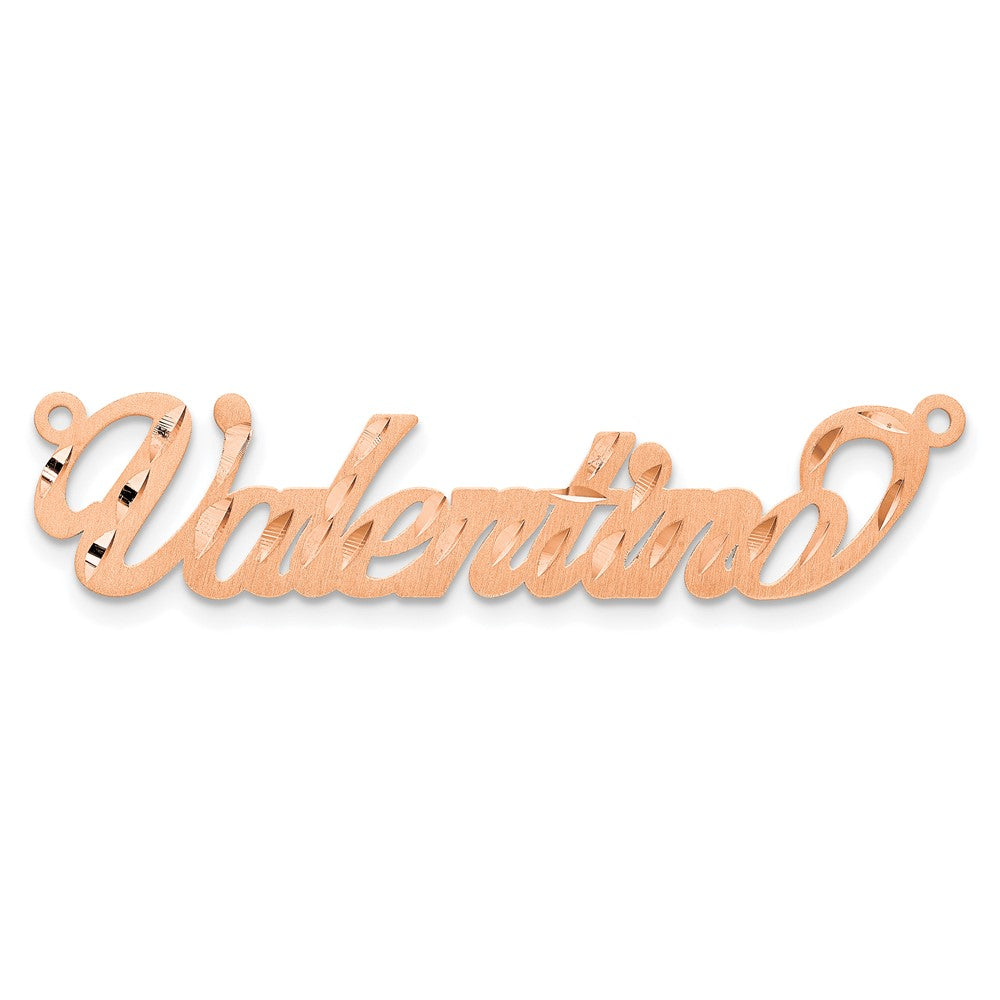 Sterling Silver/Rose-plated Satin Diamond-cut Name Plate