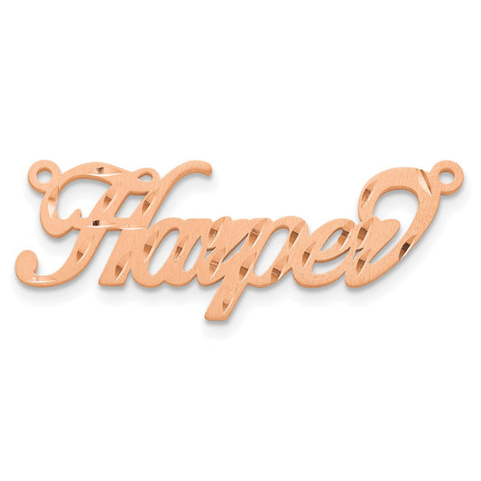 14k Rose Gold Satin Diamond-cut Name Plate