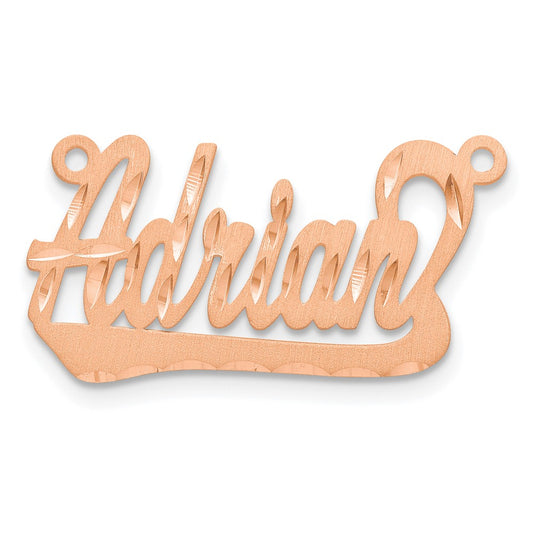 14k Rose Gold Satin Diamond-cut  Underlined Name Plate