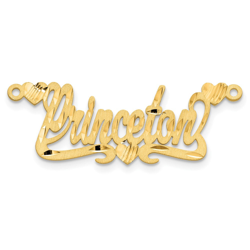 Sterling Silver/Gold-plated Satin Diamond-cut Hearts Name Plate