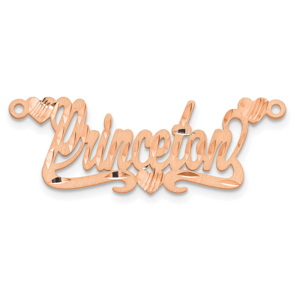 14k Rose Gold Satin Diamond-cut Hearts Name Plate