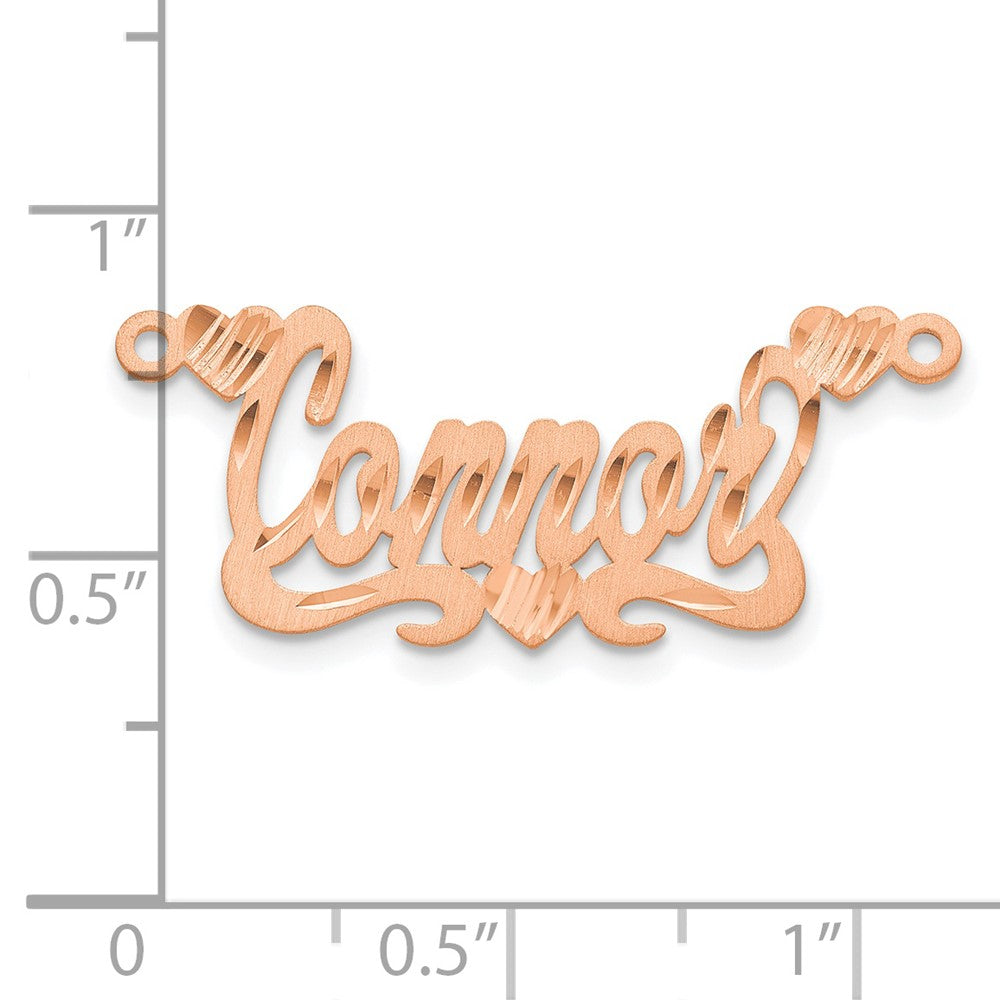14k Rose Gold Satin Diamond-cut Hearts Name Plate