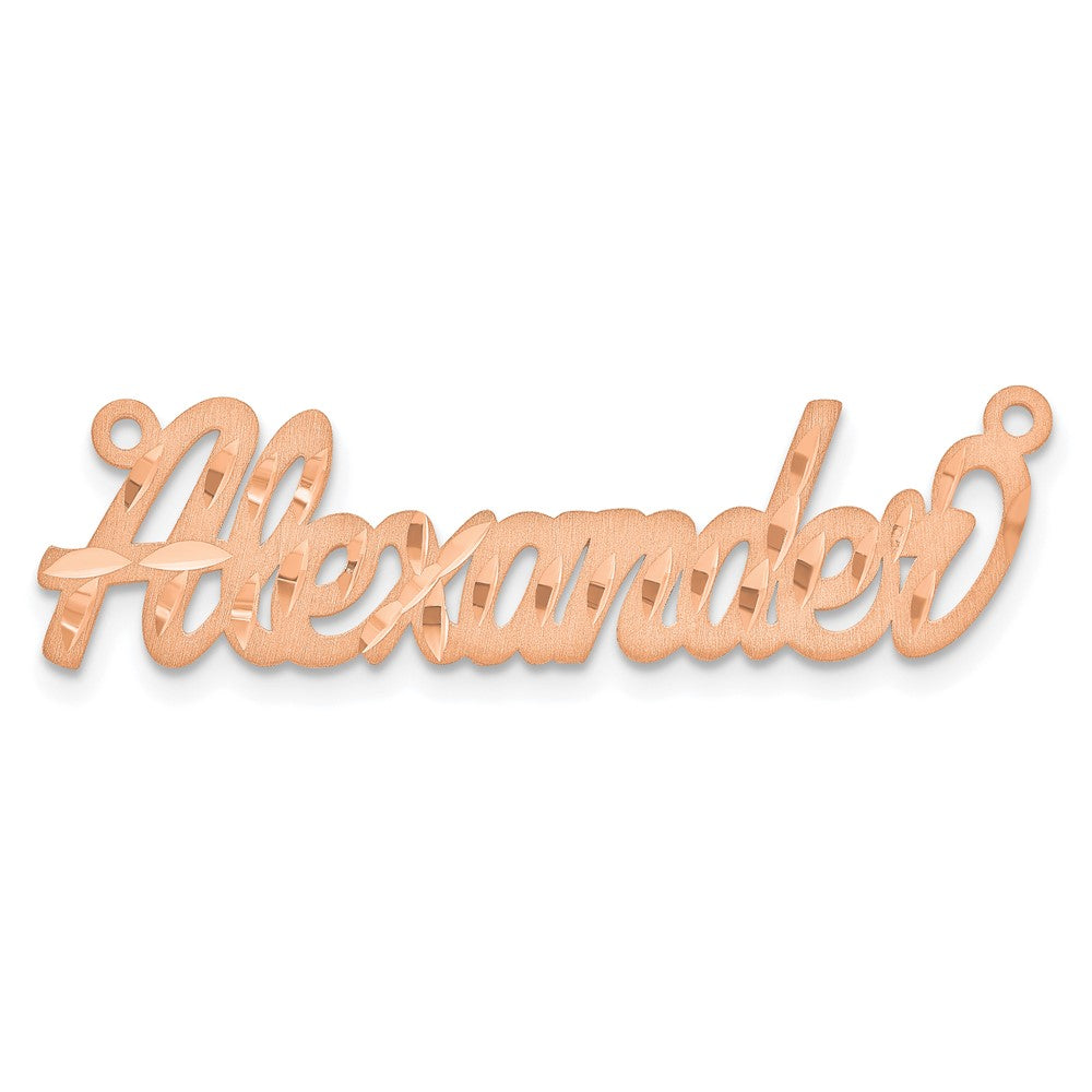 Sterling Silver/Rose-plated Satin Diamond-cut Name Plate