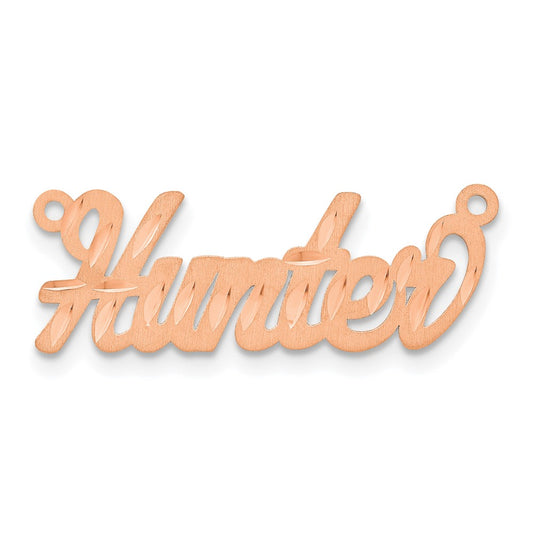 14k Rose Gold Satin Diamond-cut Name Plate