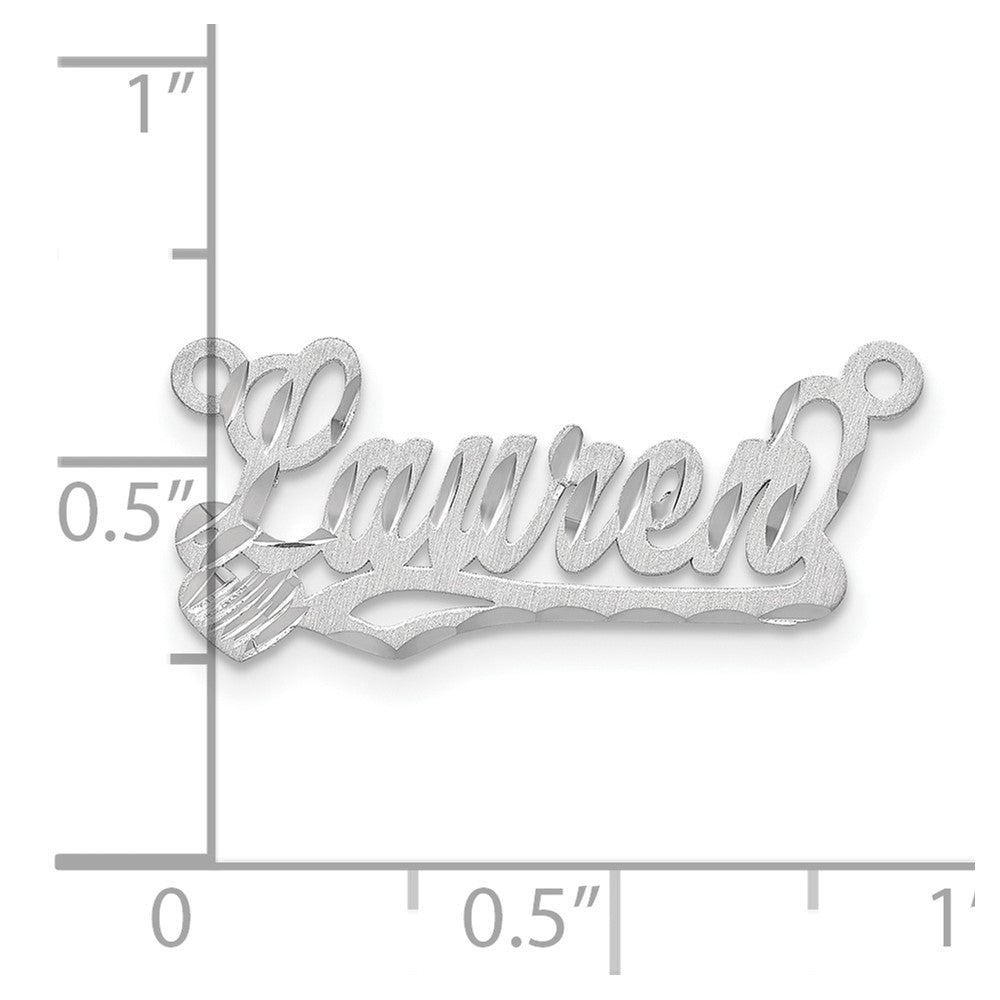 10k White Gold Satin Diamond-cut Heart Name Plate
