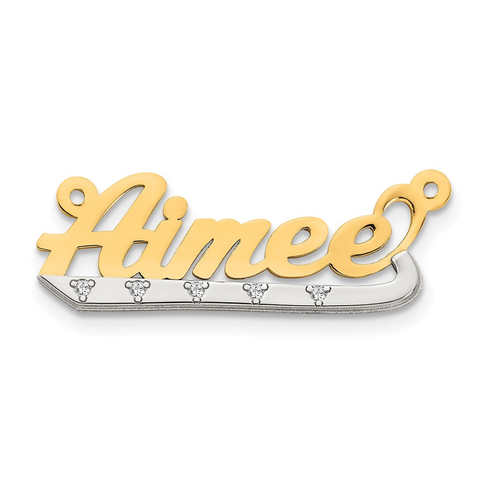 14k Two-tone3D Diamond Name Plate